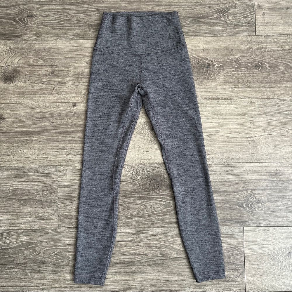 LULULEMON Align Pant II Size 2 Mini Herringbone Gray Nulu 24" High Rise Workout